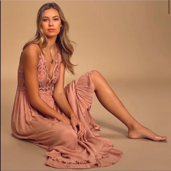 NWT Free People Adella Maxi Slip Dress Pink - Picture 3 of 8